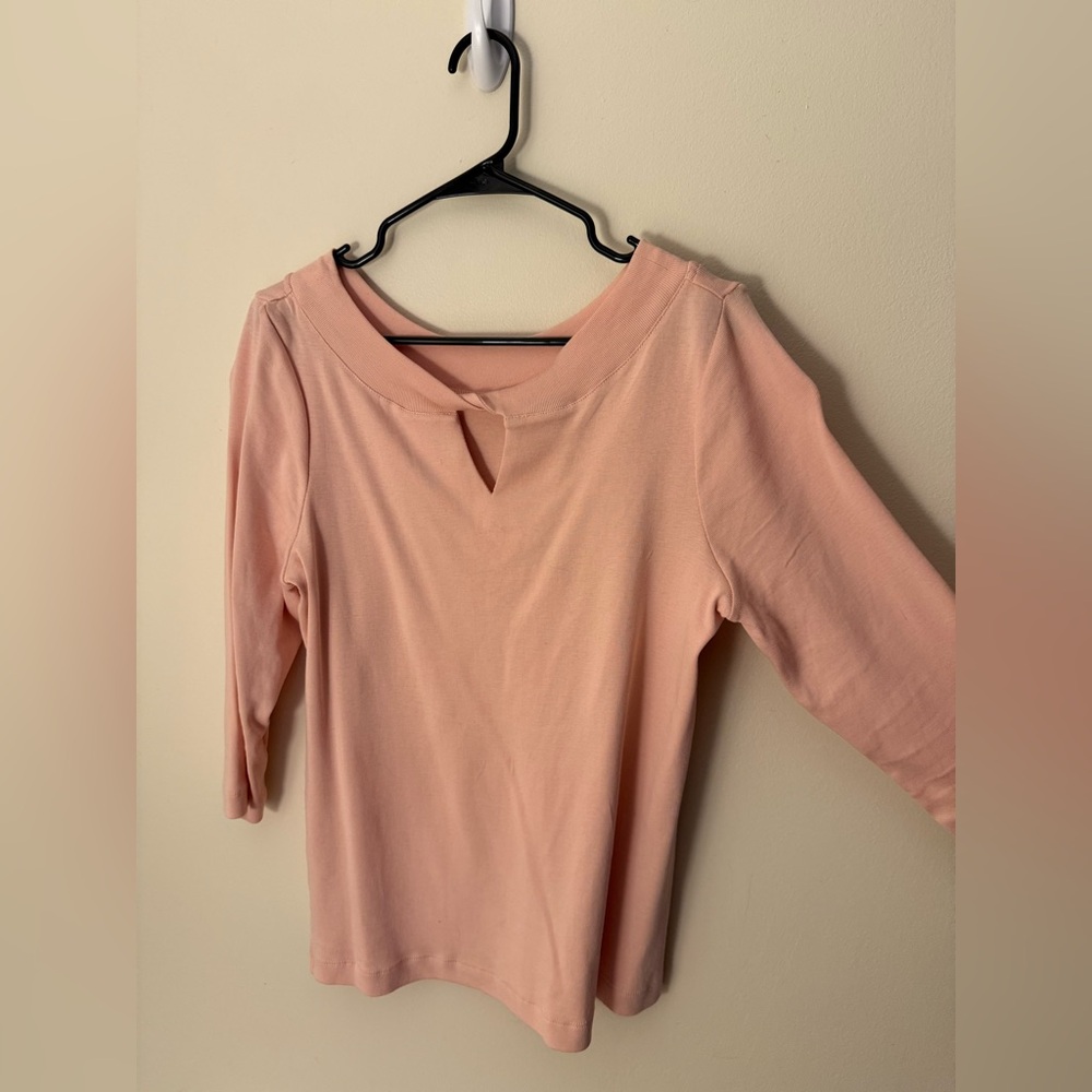 Chico’s Medium (Size 1) Twist Neck Keyhole Top in Rose Petal Pink - Picture 2 of 5